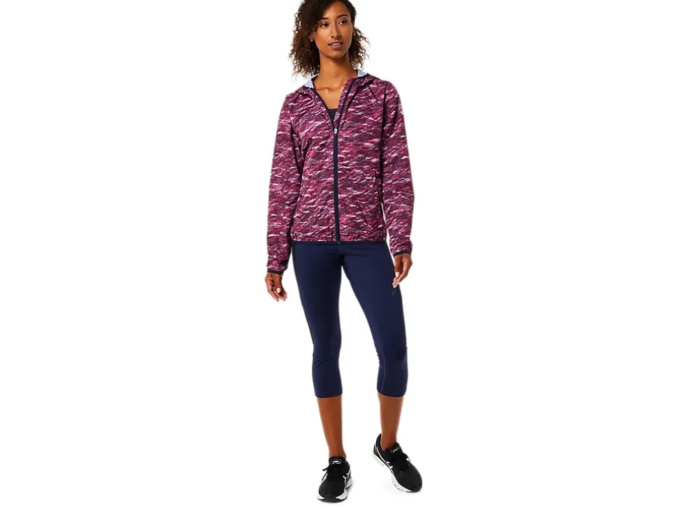 Fashion ASICS PACKABLE JACKET Deep Mars Print/Peacoat
