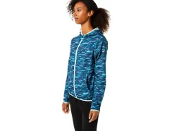 Best ASICS PACKABLE JACKET Teal Print/Fresh Ice