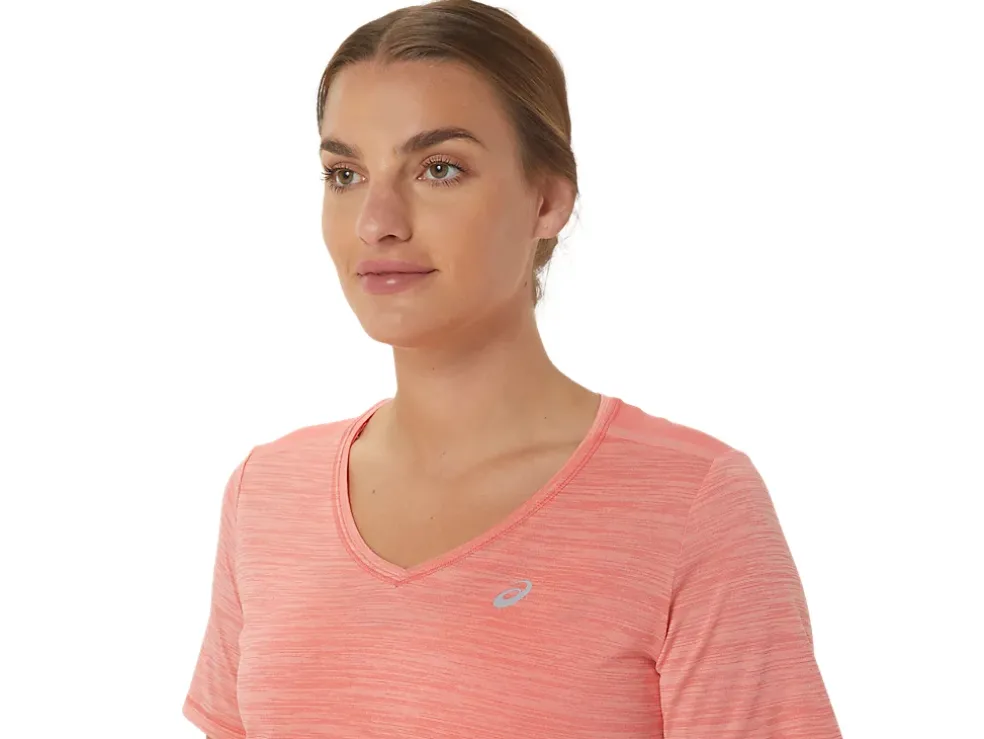 Outlet ASICS RACE V-NECK SHORT SLEEVE TOP Papaya/Guava
