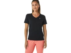 Outlet ASICS RACE V-NECK SHORT SLEEVE TOP Performance Black/Charcoal Grey