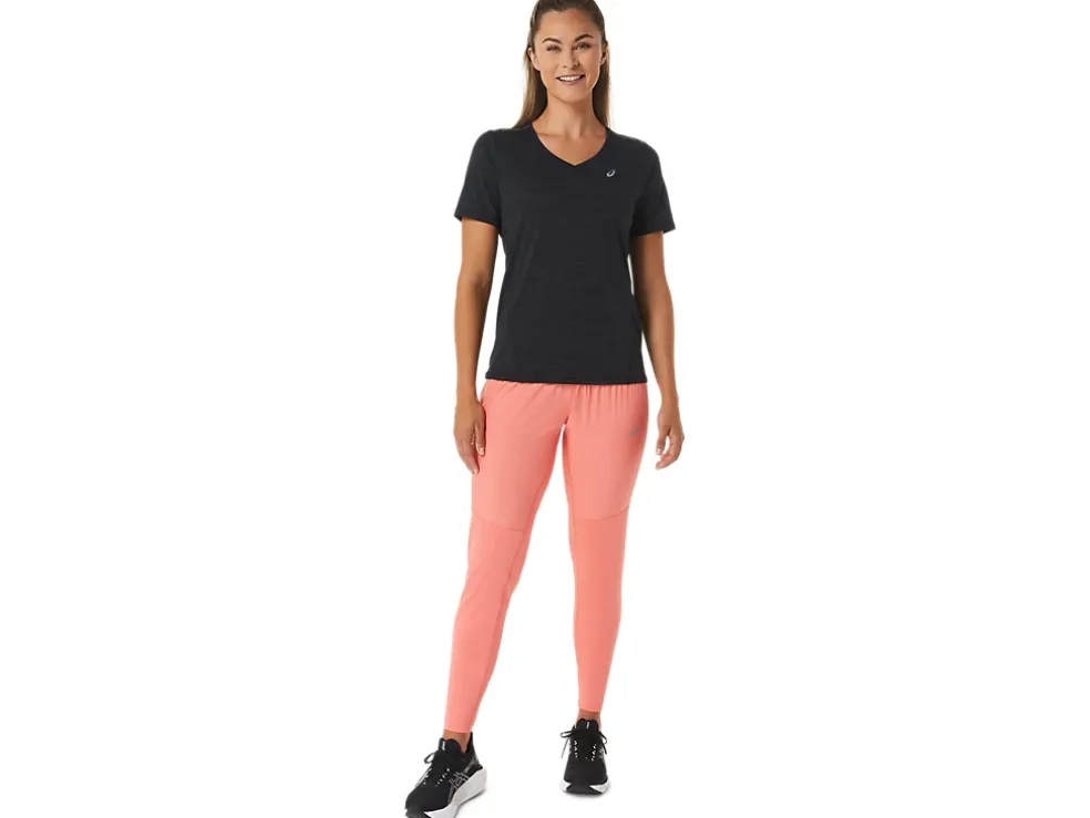 Outlet ASICS RACE V-NECK SHORT SLEEVE TOP Performance Black/Charcoal Grey