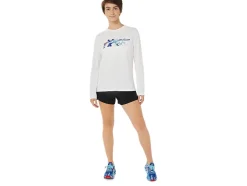 Shop ASICS READY-SET II LONG SLEEVE GRAPHIC Brilliant White