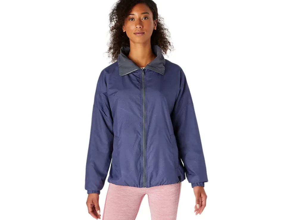 Shop ASICS REVERSIBLE JACKET Thunder Blue/Carrier Grey