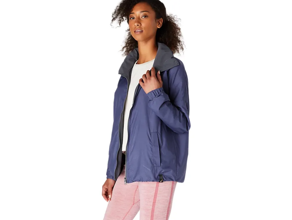 Shop ASICS REVERSIBLE JACKET Thunder Blue/Carrier Grey