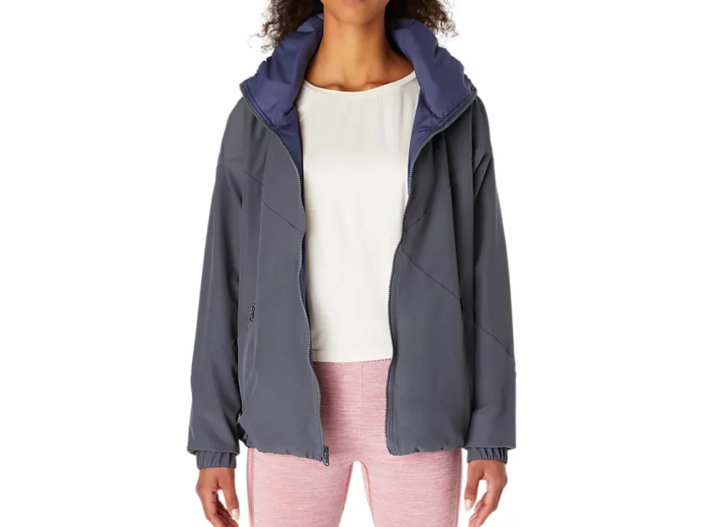Shop ASICS REVERSIBLE JACKET Thunder Blue/Carrier Grey