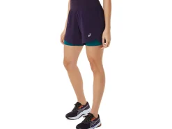 New ASICS ROAD 2-N-1 5.5IN SHORT Night Shade/Velvet Pine