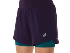 New ASICS ROAD 2-N-1 5.5IN SHORT Night Shade/Velvet Pine