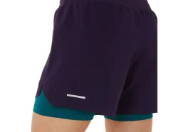 New ASICS ROAD 2-N-1 5.5IN SHORT Night Shade/Velvet Pine