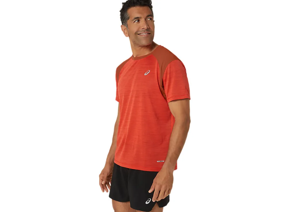 Hot ASICS ROAD SHORT SLEEVE TOP True Red/Spice Latte