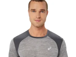 Best Sale ASICS ROAD SHORT SLEEVE TOP Piedmont Grey/Dark Grey