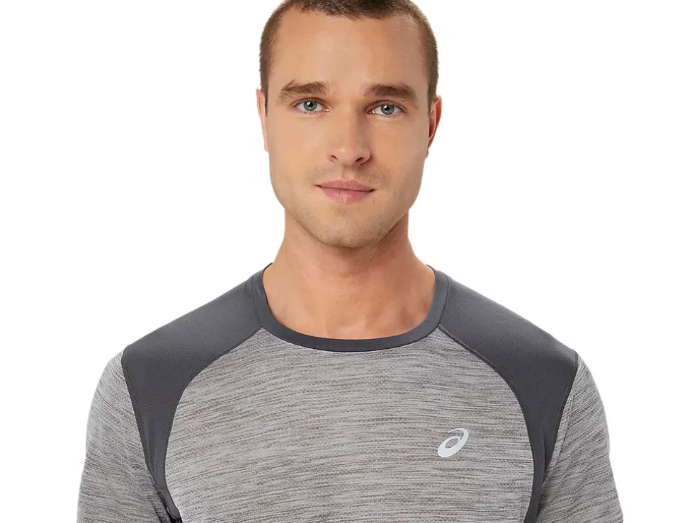 Best Sale ASICS ROAD SHORT SLEEVE TOP Piedmont Grey/Dark Grey