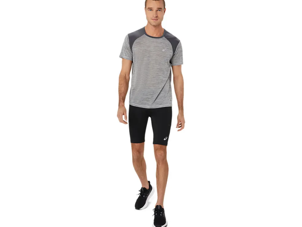 Best Sale ASICS ROAD SHORT SLEEVE TOP Piedmont Grey/Dark Grey