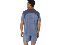 Clearance ASICS ROAD SHORT SLEEVE TOP Denim Blue/Thunder Blue