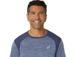 Clearance ASICS ROAD SHORT SLEEVE TOP Denim Blue/Thunder Blue