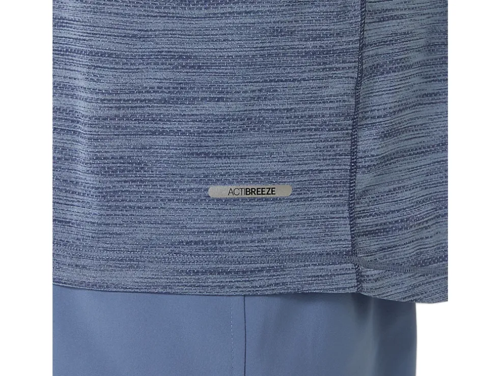 Clearance ASICS ROAD SHORT SLEEVE TOP Denim Blue/Thunder Blue