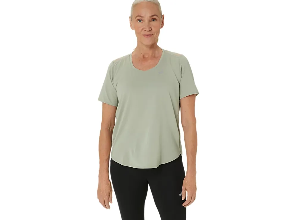 Best Sale ASICS ROAD V-NECK SHORT SLEEVE TOP Olive Grey