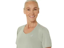 Best Sale ASICS ROAD V-NECK SHORT SLEEVE TOP Olive Grey