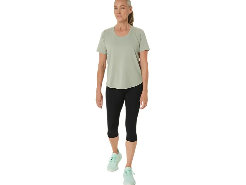 Best Sale ASICS ROAD V-NECK SHORT SLEEVE TOP Olive Grey