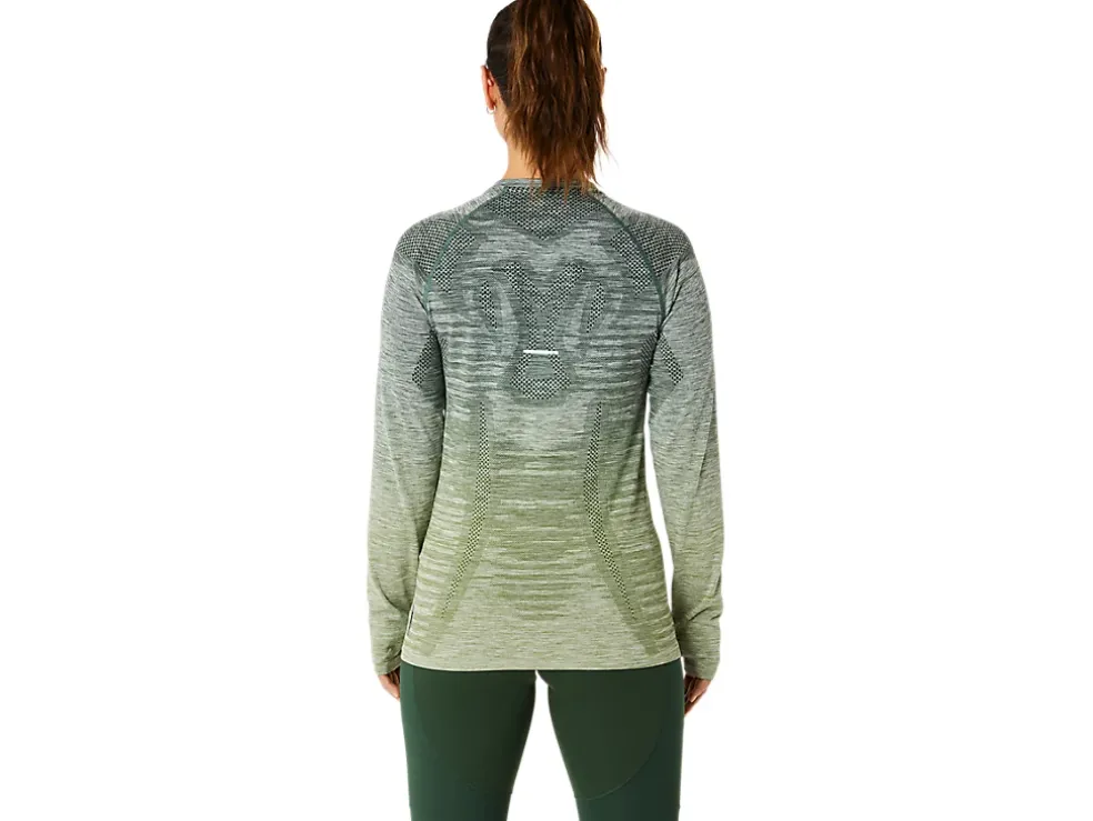 Fashion ASICS SEAMLESS LONG SLEEVE TOP Cedar Green/Rain Forest