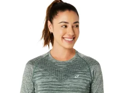 Fashion ASICS SEAMLESS LONG SLEEVE TOP Cedar Green/Rain Forest