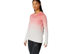 Clearance ASICS SEAMLESS LONG SLEEVE TOP Cream/Papaya