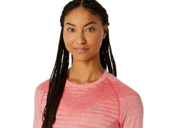 Clearance ASICS SEAMLESS LONG SLEEVE TOP Cream/Papaya