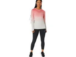 Clearance ASICS SEAMLESS LONG SLEEVE TOP Cream/Papaya