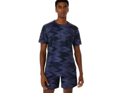 Discount ASICS SEASONAL ALL OVER PRINT SHORT SLEEVE TOP Midnight
