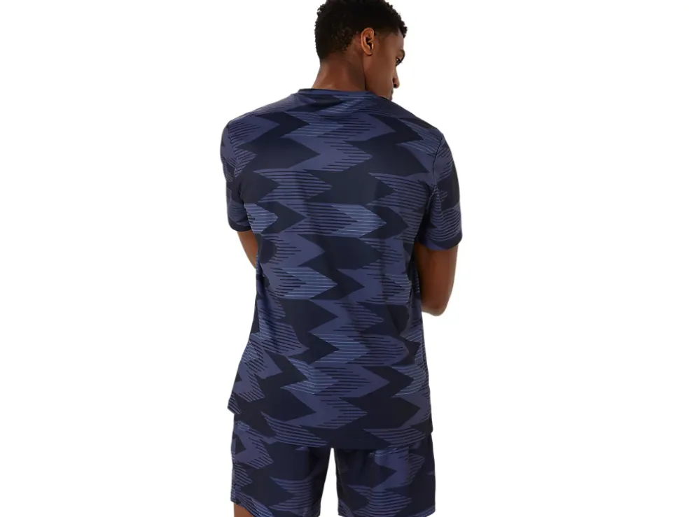 Discount ASICS SEASONAL ALL OVER PRINT SHORT SLEEVE TOP Midnight