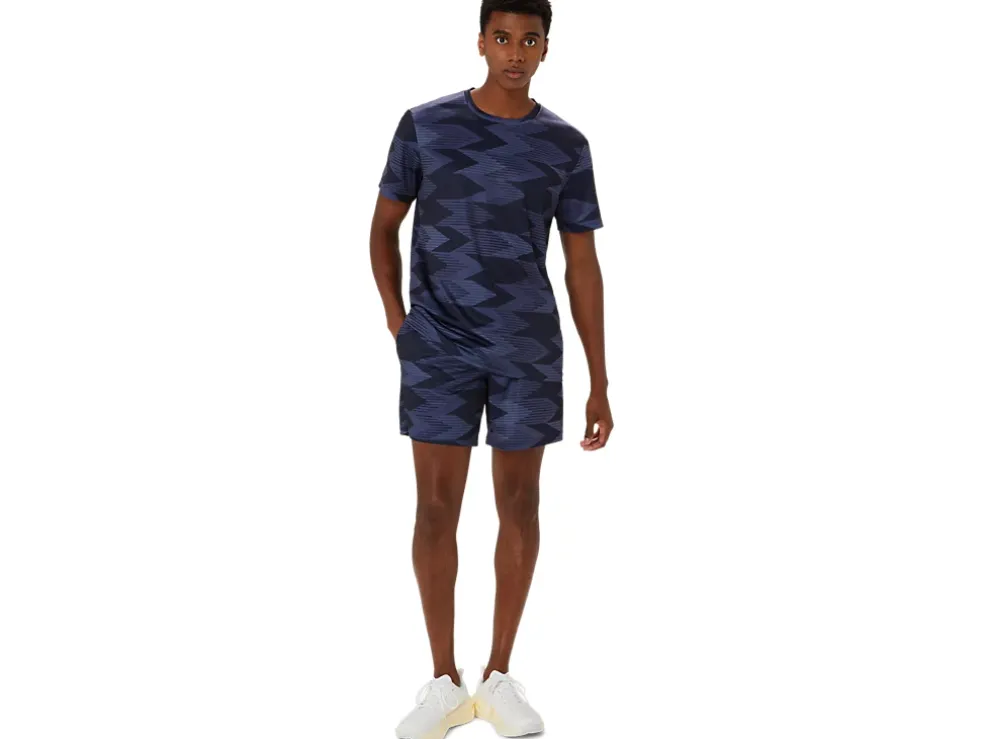 Discount ASICS SEASONAL ALL OVER PRINT SHORT SLEEVE TOP Midnight
