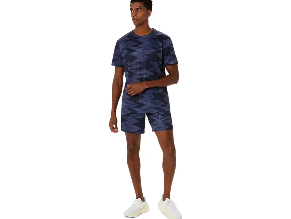 Discount ASICS SEASONAL ALL OVER PRINT SHORT SLEEVE TOP Midnight