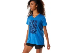 Shop ASICS SHORT SLEEVE PRINT V-NECK Lake Drive Heather