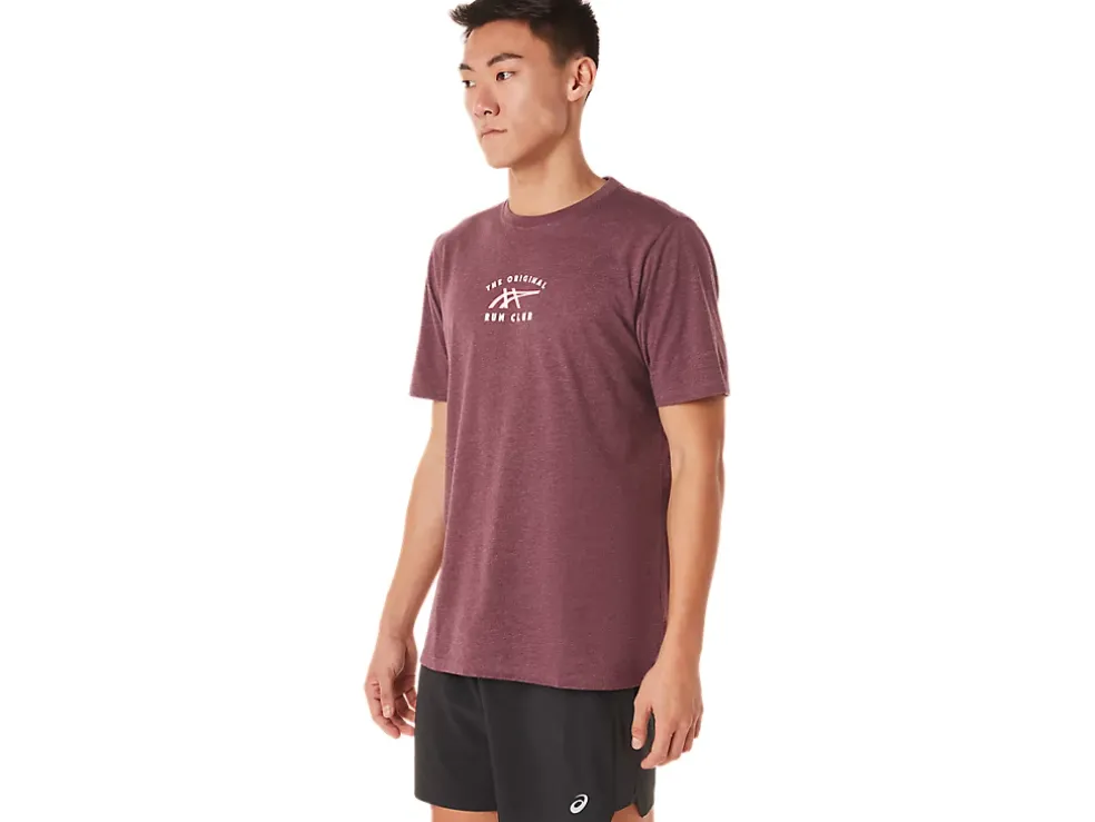 Fashion ASICS SHORT SLEEVE RUN CLUB TEE Deep Mars Heather