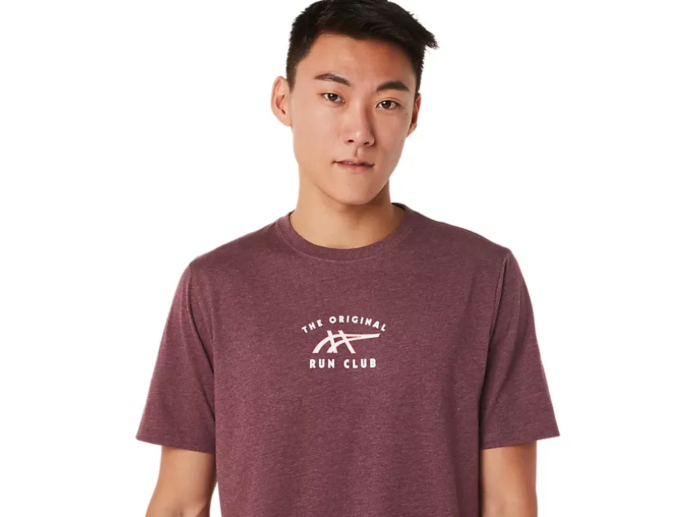 Fashion ASICS SHORT SLEEVE RUN CLUB TEE Deep Mars Heather