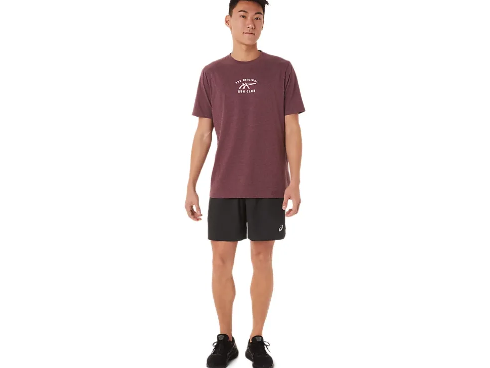 Fashion ASICS SHORT SLEEVE RUN CLUB TEE Deep Mars Heather