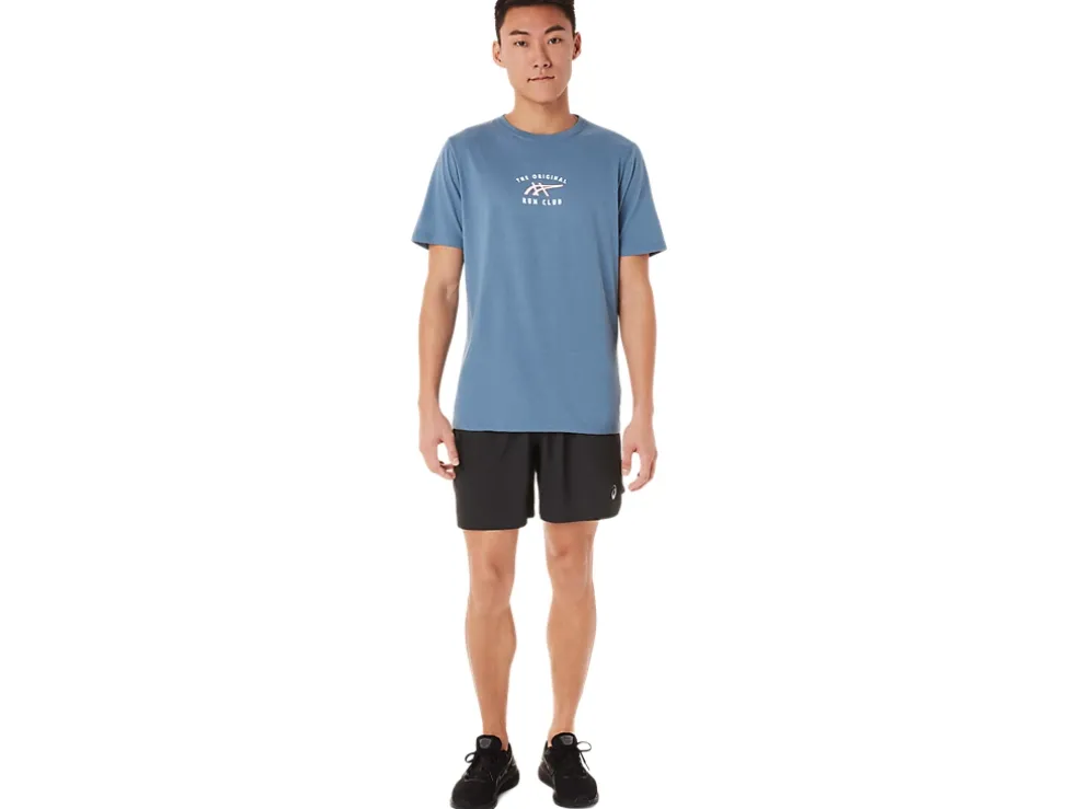Fashion ASICS SHORT SLEEVE RUN CLUB TEE Storm Blue