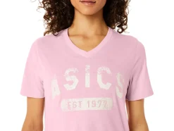 Cheap ASICS SHORT SLEEVE EST 1977 V-NECK TEE Pink Salt