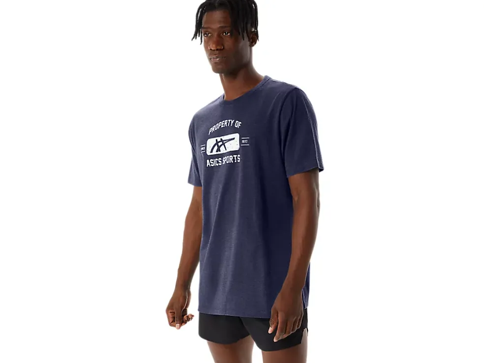 Cheap ASICS SHORT SLEEVE PROPERTY OF SPORTS TEE Peacoat Heather