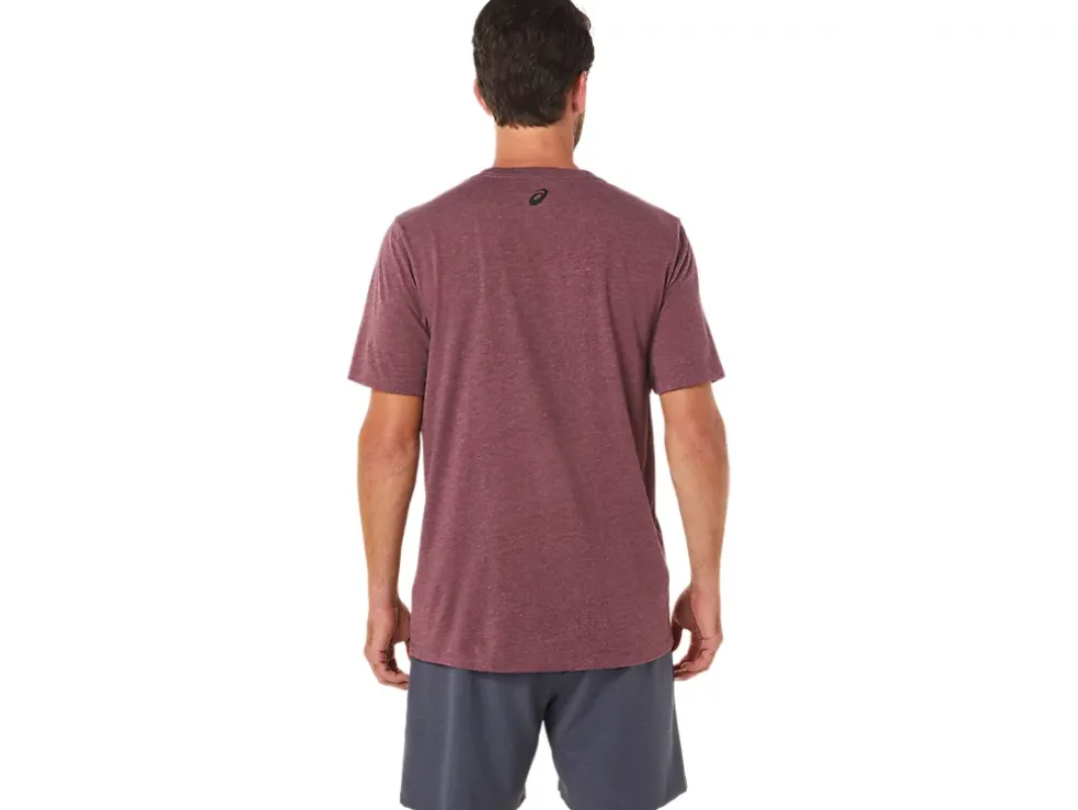Online ASICS SHORT SLEEVE RISE SLOGAN TEE Deep Mars Heather
