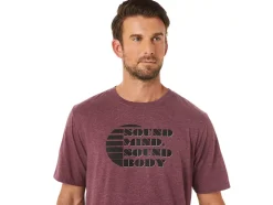 Online ASICS SHORT SLEEVE RISE SLOGAN TEE Deep Mars Heather
