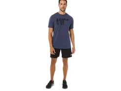 Clearance ASICS SHORT SLEEVE STRIPED POCKET TEE Peacoat Heather