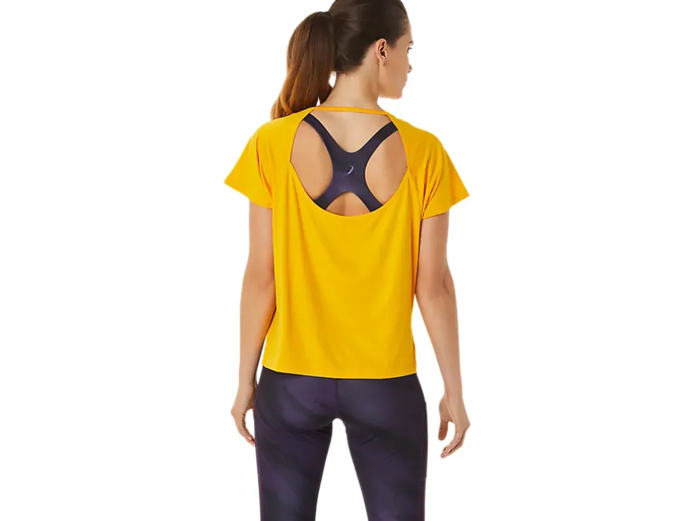 Online ASICS SIDE SLIT SHORT SLEEVE TOP Sunflower