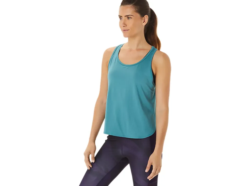 Shop ASICS SIDE SLIT SLEEVELESS TOP Misty Pine