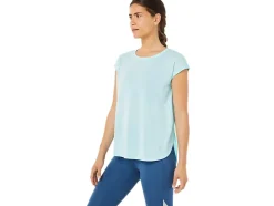 Sale ASICS SLIT SHORT SLEEVE TOP Clear Blue