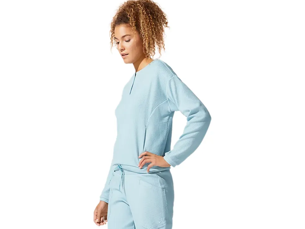 Cheap ASICS SOFT STRETCH SWEAT TOP Smoke Blue