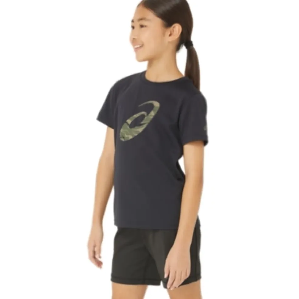 New ASICS SPIRAL GRAPHIC SHORT SLEEVE TEE Performance Black