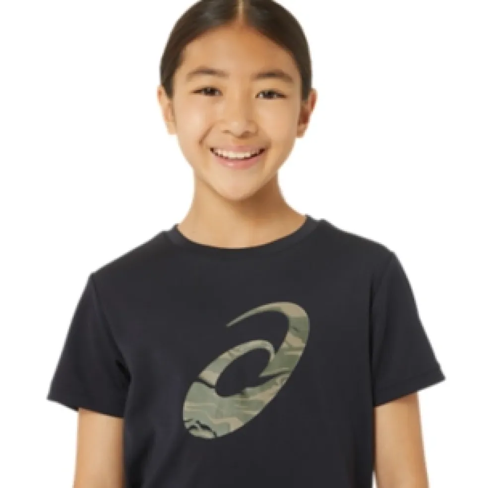 New ASICS SPIRAL GRAPHIC SHORT SLEEVE TEE Performance Black