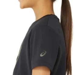 New ASICS SPIRAL GRAPHIC SHORT SLEEVE TEE Performance Black