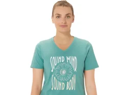Online ASICS SUNFLOWER SLOGAN V-NECK Sage Heather