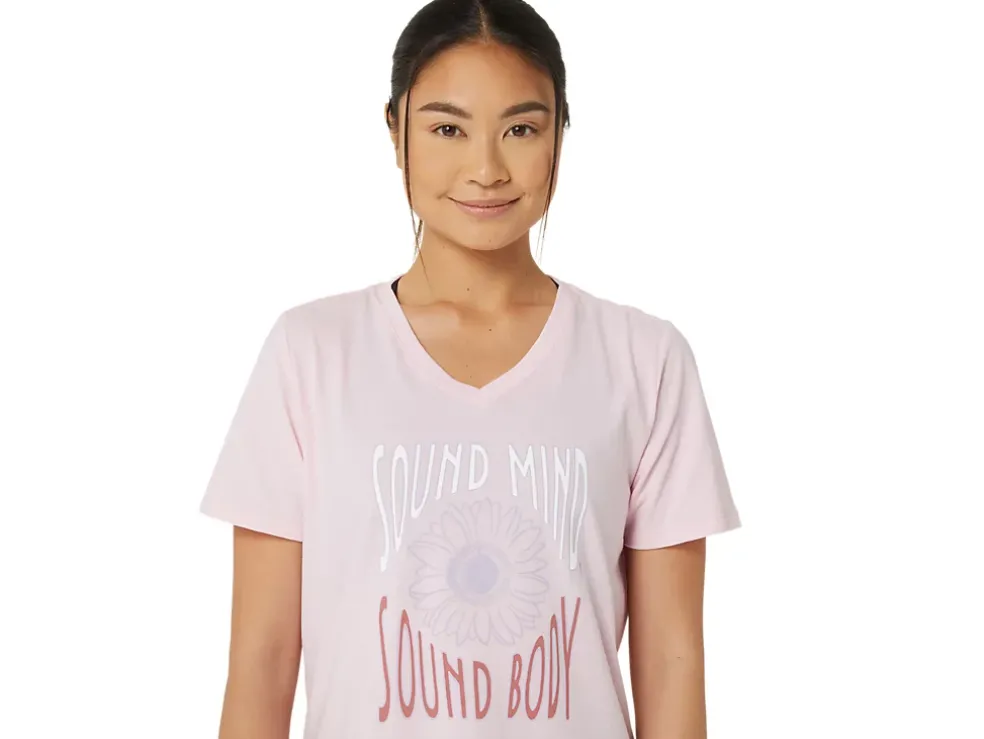 Cheap ASICS SUNFLOWER SLOGAN V-NECK Pink Salt